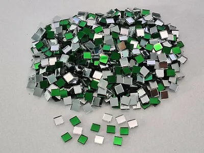 300 Pieces Mixed Silver & Green Glass Mirror Tiles 1.6 Mm Thick  Art&Craft  • £3.99