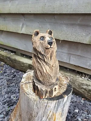 Chainsaw Carved Hardwood  Stump Bear • £34.99