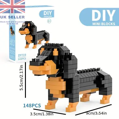 Dachshund Building Blocks DIY Model Animal Dog Puppy Kids Educational Toy Gift • £7.99