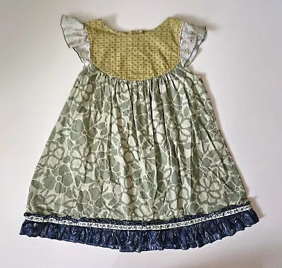 Matilda Jane 6 Platinum Art Fair Green Floral Flutter Dress LA1-142 • $25.49