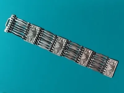 Taxco Mexico 925 Sterling Silver Native Indian Geometric Design Link Bracelet • $149.99