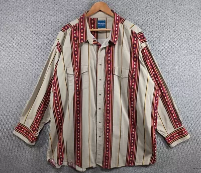 WRANGLER Vintage Men's Multicolour Western Navajo Pearl Snap Shirt Big 4XL • £34.50