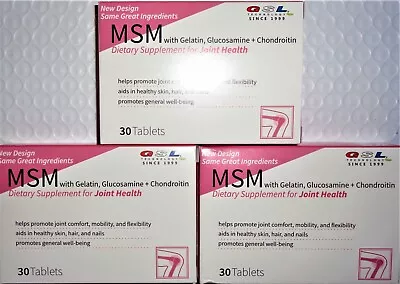 GSL MSM JOINT HEALT Dietary Supplement Lot Of 1 To 6 (30 Tablets) Each * • $8.95