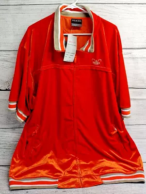 Vintage VEEZO Fashion Factory Velvet Track Jacket Zip Up Embroidered Orange NEW • $35.99