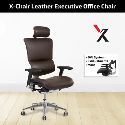 $1966 • Buy X4 Chair Genuine Leather Office Home Executive Gaming Chairs + Head Rest Brown