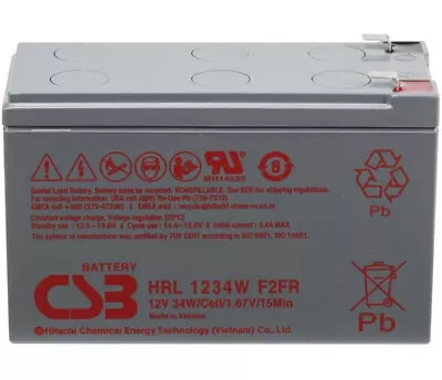 CSB HITACHI 12V HRL1234W F2FR 9Ah (34W) AGM VRLA Battery. NBN UPS Alarm. • $44