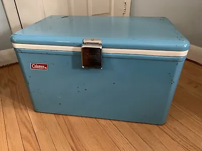  Vintage ‘50s Or ‘60s Blue Metal Coleman Cooler W/Ice Tray • $79.99