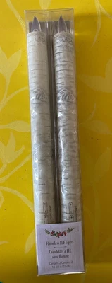 $24.95 • Buy PIER 1 Christmas White Birch Tree Design LED Flameless Taper Candles 10.75 