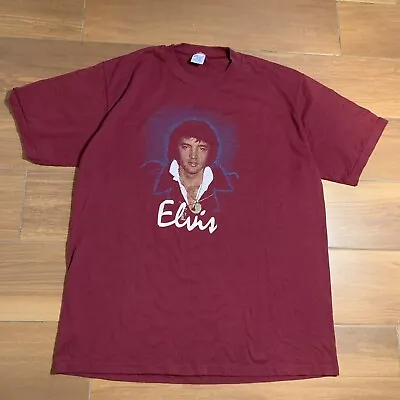 Vtg 80s Elvis Presley T Shirt Sz XL Jerzees Music Tee Single Stitch Maroon • $34.99