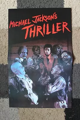 MICHAEL JACKSON ’Thriller’ Video Reproduction 36cm X 23cm Promo POSTER 1983  • £12