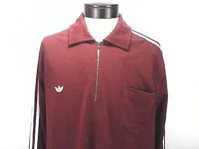 ADIDAS Shirt 1/2 Zip Burgundy Red Polo Long Sleeve 3 Stripe Men's XL Super RARE  • $45.50