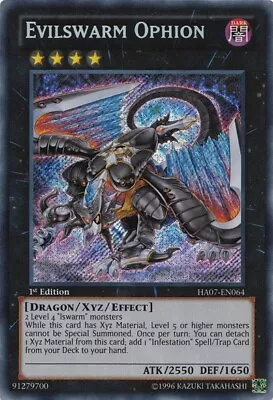 Yugioh! LP Evilswarm Ophion - HA07-EN064 - Secret Rare - Unlimited Edition Light • $2.79