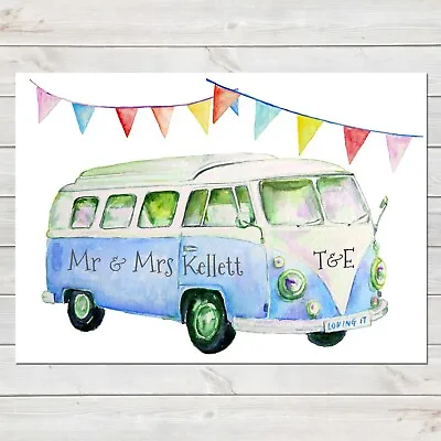 Personalised Campervan Newlyweds Couples Print Wedding/Anniversary/Valentines  • £7