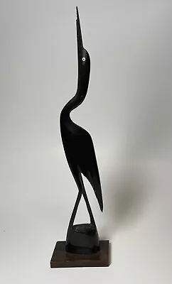 Vintage Carved Horn Crane Egret Bird Statue Home Decor Mid Century 13” • $8.49