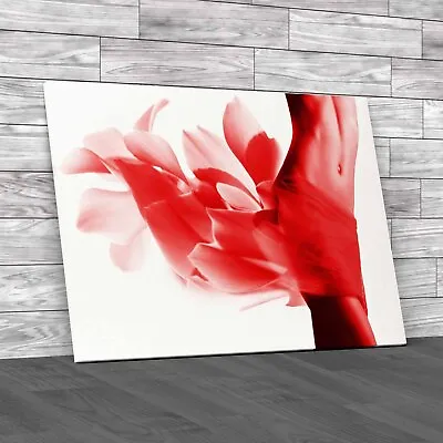 Flower Petal Adorned Woman Sensual Beauty Red Canvas Print Large Picture Wall • £14.95