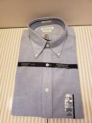 Van Heusen Mens Wrinkle Free Blue Oxford Regular Fit  Dress Shirt 16 32/33 NWT • $24.99