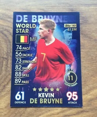 Topps Match Attax 101  Kevin De Bruyne Belgium (World Stars) No. 182.Free UK P&P • £2