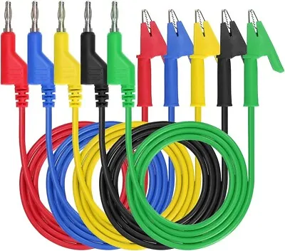 5PCS 4mm Multimeter Banana Plug To Crocodile Alligator Clip Test Probe • $15.98