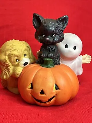 TEENIE HALLOWEENIES PUMPKIN KITTEN PUPPY GHOST Sweet 4”x4” FIGURE  RUTH MOREHEAD • $16.38