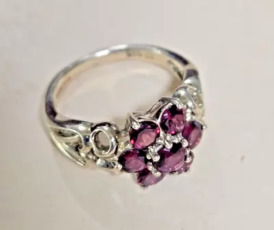 Designer Michelle Albala Signed 925 Sterling Silver 7 Garnet Cluster Ring • £48.66