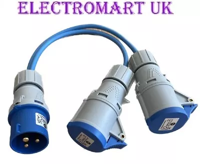 16a Plug To 2 X 16a Sockets 2 Way Splitter Caravan Camping Mains Hook Up 240v • £24.90