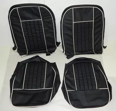 New Black W White Seat Upholstery Set   MGB 1962-68 Genuine Leather Made In USA • $869.95