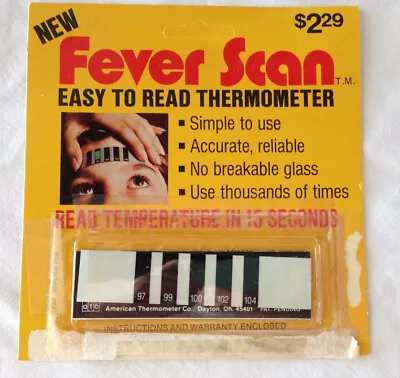 Vintage Forehead Fever Scan Thermometer Reusable Strip American Thermometer USA • $4