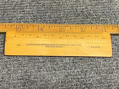 Rare Vintage American Steam Gauge & Valve Mfg 4” Wooden Rule 1/60th Scale • $49.99