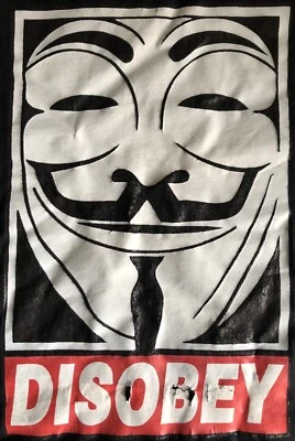 $14.99 • Buy Disobey T-Shirt - Vintage & Distressed - Size: Large -Anonymous - V For Vendetta