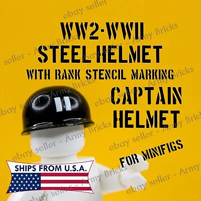 WW2 Army CAPTAIN Helmet CUSTOM Brick Weapons Gun & Arms For Brick Minifigures • $2.56