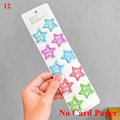 10/12PCS Hairpins Candy Color Snap Hair Clip For Kids Girl Barrettes BB Clips + • $1.64