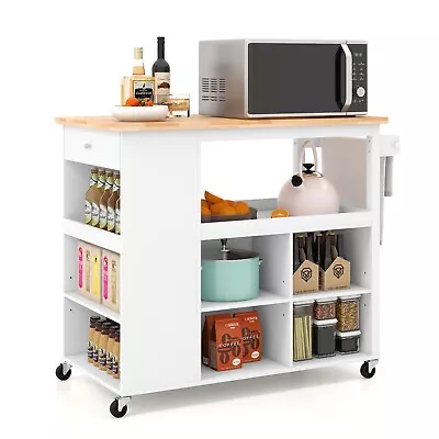 Kitchen Island Rolling Storage Trolley Cart Cupboard With 4 Adjustable Shelves • £149.95