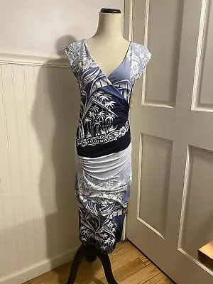 Vintage JEAN PAUL GAULTIER SOLEIL Tahitian Print Jersey Faux Wrap Dress M • $148