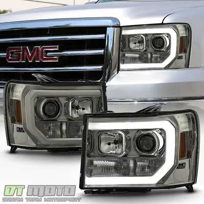 Smoked 2007-2013 GMC Sierra 1500 2500 3500HD LED OPTIC Tube Projector Headlights • $265.99