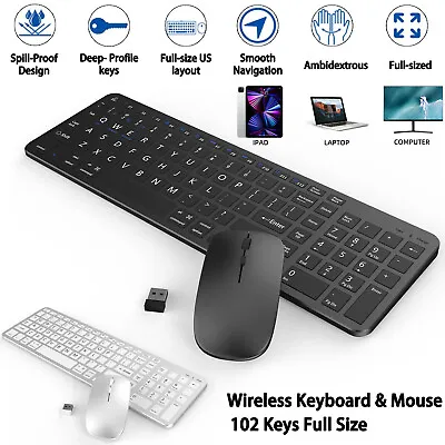 Wireless Keyboard And Mouse Set Ergonomic Rechargeable For PC Laptop Mac Windows • $29.95