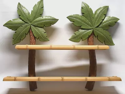 Vintage Home Interior's Palm Tree Wall (2) Shelf Tropical Tiki Bamboo Beach • $35.99