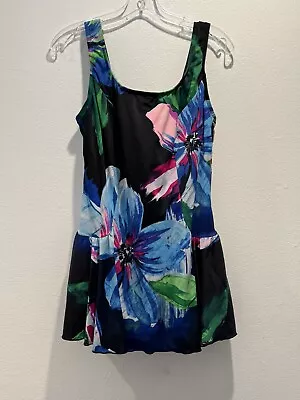 Azul By Maxine Of Hollywood One Piece Swimsuit Floral Print  Size 18W Colorful • $29.99