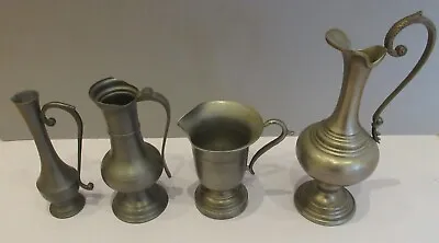 £4 • Buy 4 French Pewter Pitchers Of Various Sizes