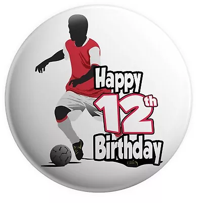 Football Silhouette Birthday Badge Gift Boys Mens Dad Husband Mate - ANY AGE • £3.75