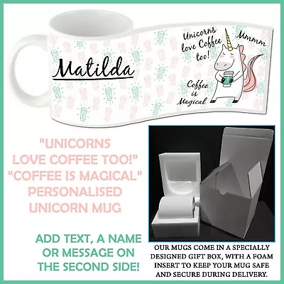 $18.50 • Buy Personalised  Unicorns Love Coffee  Mug - Magical - Name Gift Idea - Custom Cup