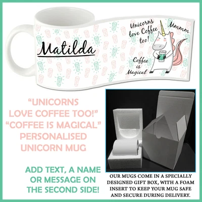 $18.50 • Buy Personalised  Unicorns Love Coffee  Mug - Magical - Name Gift Idea - Custom Cup
