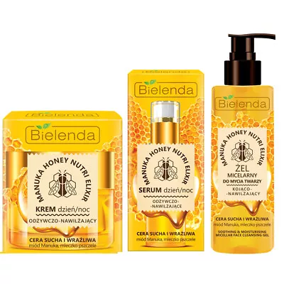 Bielenda Manuka Honey Moisturising Nourishing Face Cream Serum Micellar Gel  • £15.68