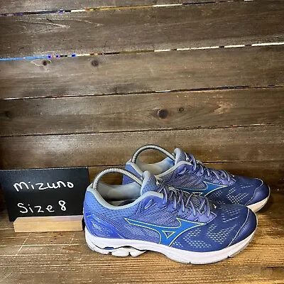 Womens Mizuno Wave Rider 21 Blue Athletic Comfort Running Shoes Sneakers Size 8M • $29.99