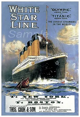 £2.98 • Buy Vintage White Star Line Titanic & Olympic A4 Poster Print