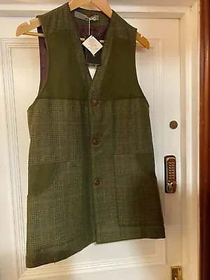 Laksen Bruar Tweed Shooting Vest UK SIZE Medium/Dark GREEN (DS) • £130