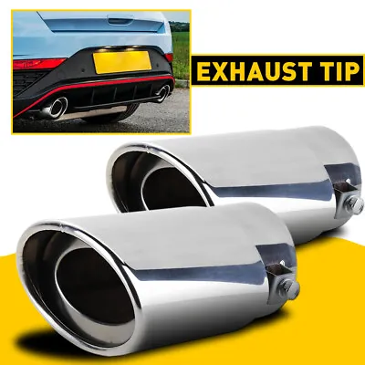 2X Stright Chrome Muffler Tip 2.5  Exhaust Pipe Tail Throat Stainless Steel • $19.99