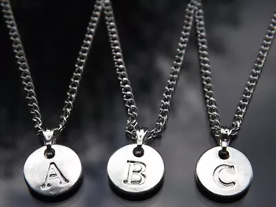 £4.79 • Buy Silver Plated A - Z Initial Necklace With Letter Disc Pendant & 20  Chain