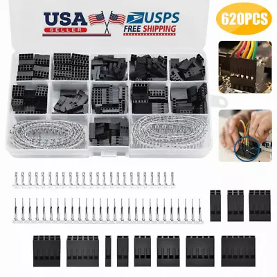 620Pcs Pitch Pin Housing Connector Dupont Male Female Crimp 2.54mm Pins Adaptor • $10.59