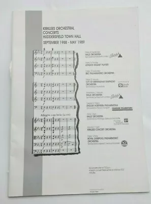 £8.72 • Buy Kirklees Orchestral Concerts Huddersfield Town Hall 1988-89 Programme 