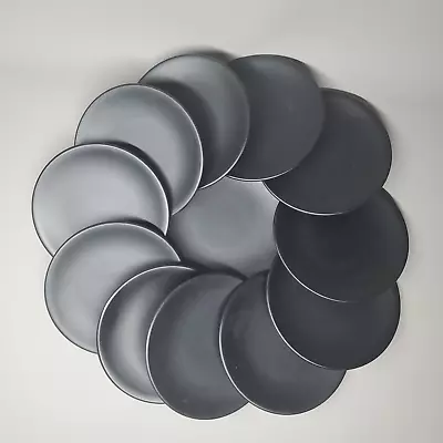 LIBBEY WORLD Tableware 12 Pcs Driftstone 9  Coupe Plates Porcelain Onyx Dri-2-O • $14